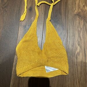 Yellow Knit Halter Top